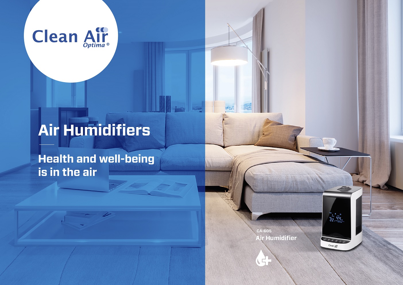 f/ür R/äume bis 65m/²//160m/³ Clean Air Optima Design Luftbefeuchter mit Ionisator CA-605
